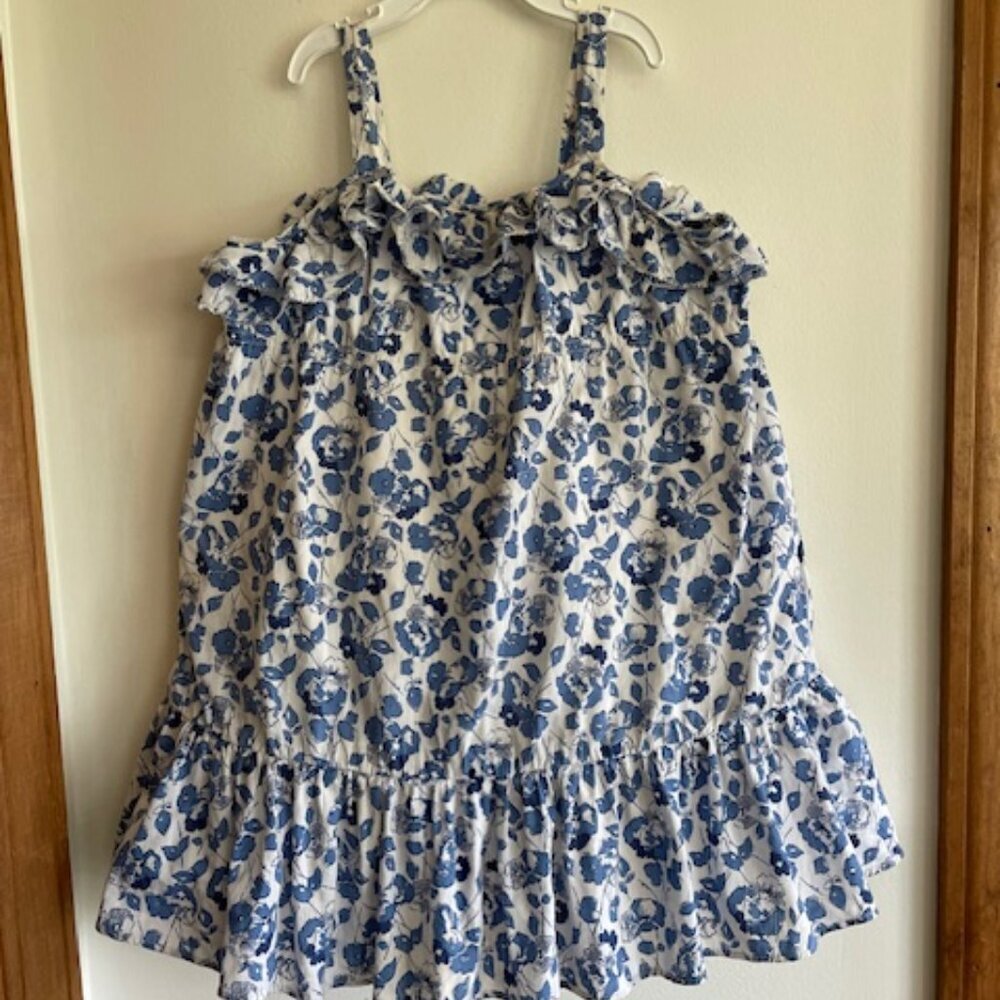RALPH LAUREN Blue Label Blue White Floral Ruffle Sundress 4T